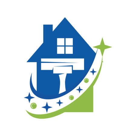 Cleaning Service Business logo design, Eco Friendly Concept for Interior, Home and Buildingのイラスト素材