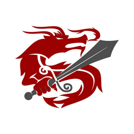 Dragon  Design Mascot Template Vector Isolatedのイラスト素材