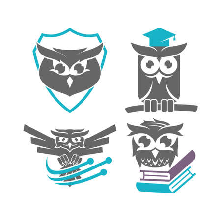 Owl Logo Design Vector Template Setのイラスト素材