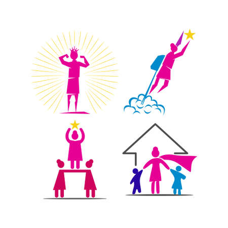 Woman power   vector illustration icon symbol Setのイラスト素材