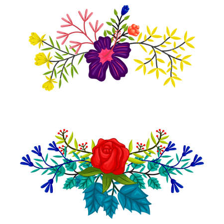 Vector frame Flowers Colors Blank Template Isolatedのイラスト素材