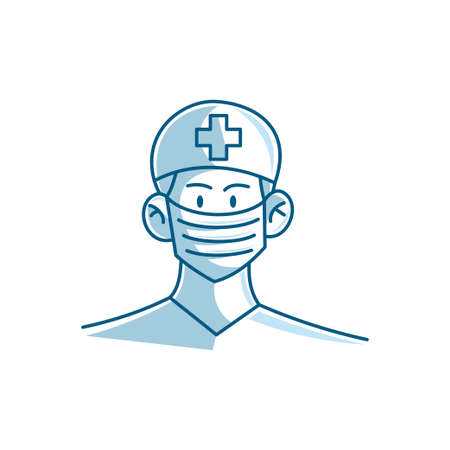 Nurse character wearing mask Vector Illustrationのイラスト素材