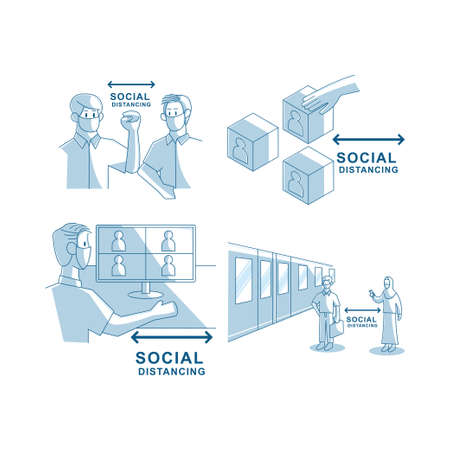 Social distancing avoid crowds template Illustrationのイラスト素材