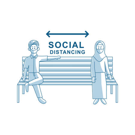 Social distancing avoid crowds template Illustrationのイラスト素材