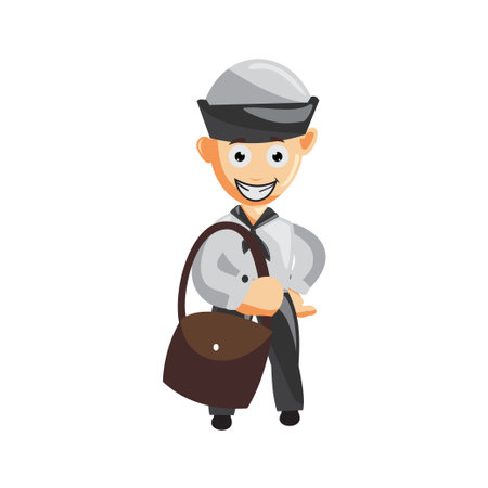 Sailor man Bring Bag cartoon character Vector illustration in a flat style Isolatedのイラスト素材