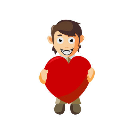 Business man Holding Love Sign cartoon character Illustration design creation Isolatedのイラスト素材