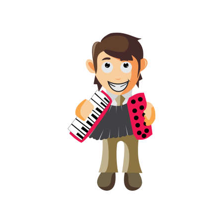 Business man play accordion cartoon character Illustration design creation Isolatedのイラスト素材