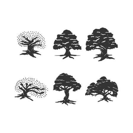 Oak tree illustration Concept Idea Set Signのイラスト素材