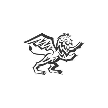 Lion wing Illustration Template Mascot Emblem Isolatedのイラスト素材