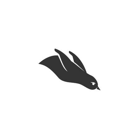 Penguin swimming emblem Icon illustration template Isolatedのイラスト素材