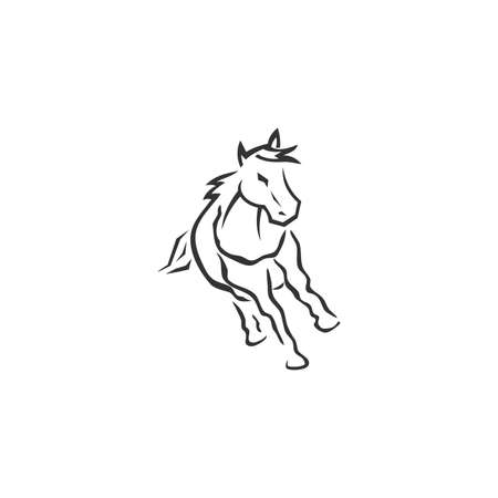 Running Horse Illustration Template Icon emblem Isolatedのイラスト素材