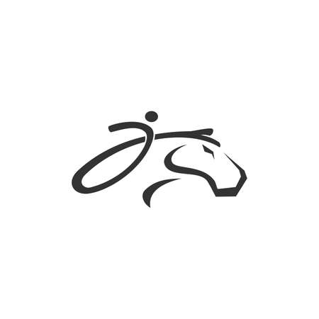 Horse Letter J I Illustration Template Icon emblem Isolatedのイラスト素材
