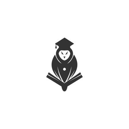Owl Graduate Book Icon Template Isolatedのイラスト素材