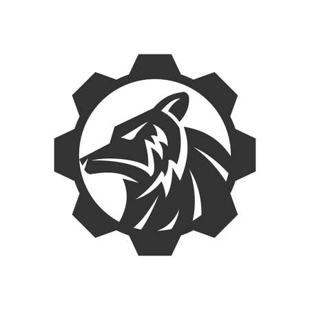 wolf Head gear Illustration Icon Brand Isolatedのイラスト素材