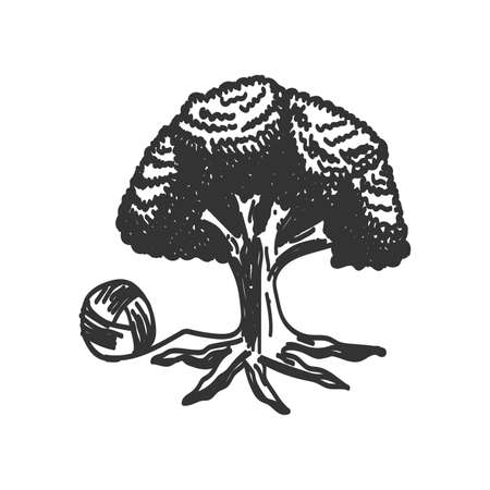 Oak Tree thread Icon Illustration Brand Identityのイラスト素材