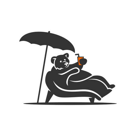 Bear Sleep Drink Umbrella Beach Icon Illustration Brand Identityのイラスト素材