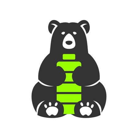bear holding battery Icon Illustration Brand Identityのイラスト素材