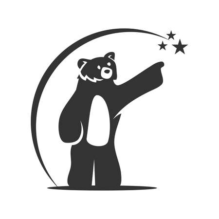 Bear standing pointing star Icon Illustration Brand Identityのイラスト素材