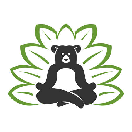 Yoga Bear Icon Illustration Brand Identityのイラスト素材