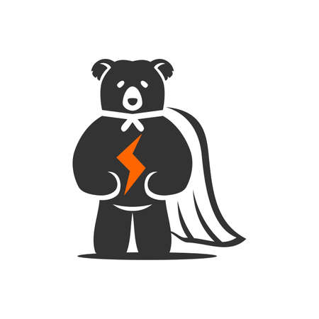 Bear holding bolt superhero Icon Illustration Brand Identityのイラスト素材