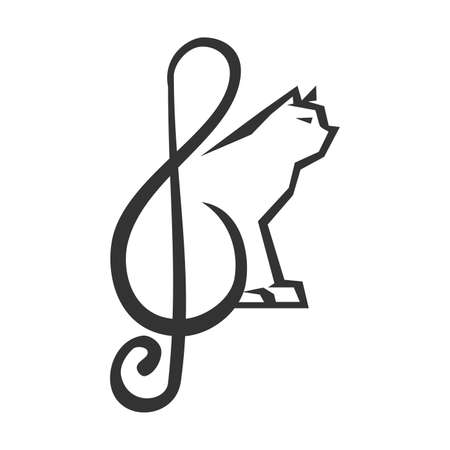 cat music note Icon Illustration Brand Identityのイラスト素材