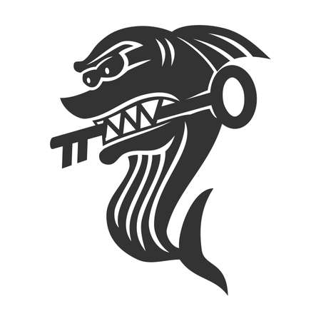 Shark bite key Icon Illustration Brand Identityのイラスト素材