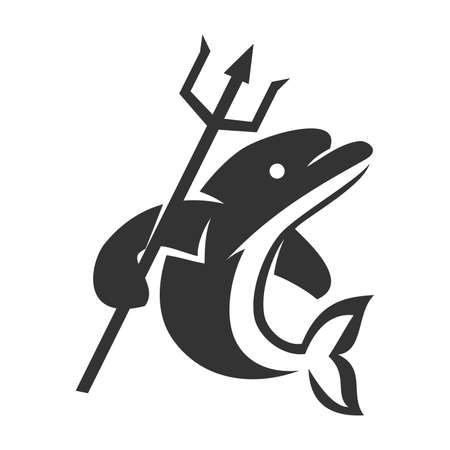 dolphin with trident Icon Illustration Brand Identityのイラスト素材