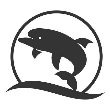 dolphin moon bay beach sea Icon Illustration Brand Identityのイラスト素材