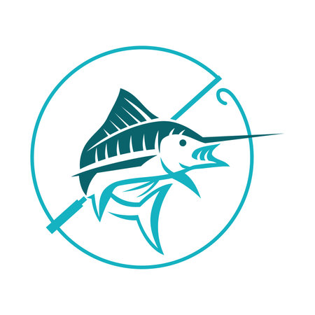 Marlin fishing sport Marlin fish business Icon Illustration Brand Identityのイラスト素材