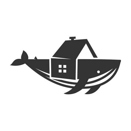 whale real estate Icon Illustration Brand Identityのイラスト素材