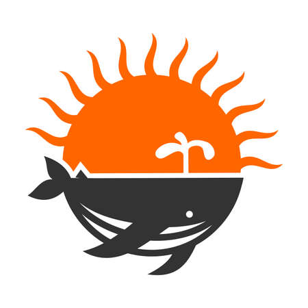 whale sun Icon Illustration Brand Identityのイラスト素材
