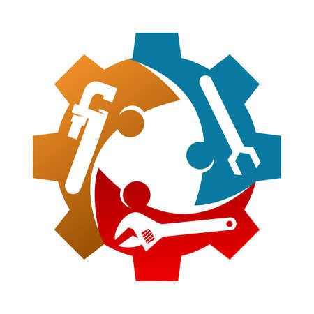 service gear machine team logo Icon Illustration Brand Identityのイラスト素材