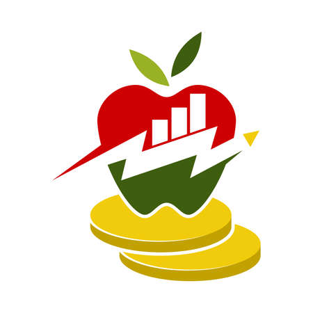 apple business growth money logo Icon Illustration Brand Identityのイラスト素材