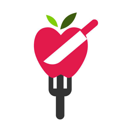 apple fork knife logo Icon Illustration Brand Identityのイラスト素材