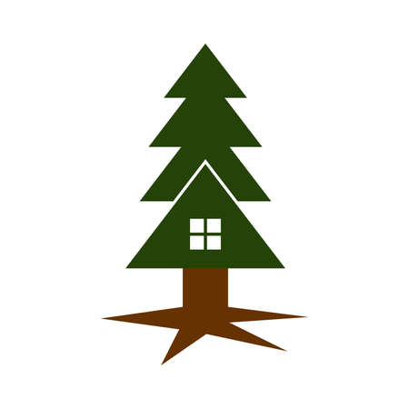 real estate home cedar tree logo Icon Illustration Brand Identityのイラスト素材