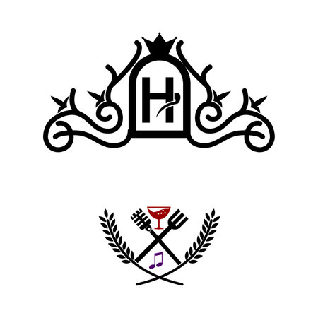 hotel restaurant music entertainment logoのイラスト素材