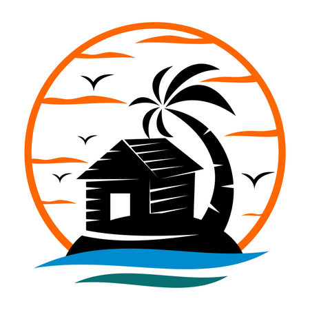 villa holiday travel logo Icon Illustration Brand Identityのイラスト素材