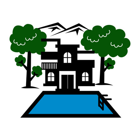 villa holiday travel logo Icon Illustration Brand Identityのイラスト素材