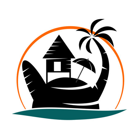 villa holiday travel logo Icon Illustration Brand Identityのイラスト素材