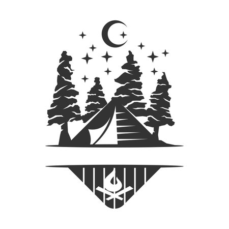 camping logo tent mountain cedar Icon Illustration Brand Identityのイラスト素材