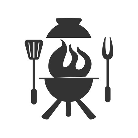 Hot Grill logo template Icon Illustration Brand Identityのイラスト素材