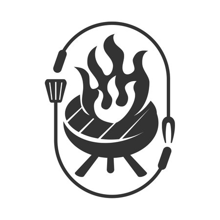 Hot Grill logo template Icon Illustration Brand Identityのイラスト素材