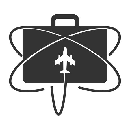 travel suitcase with airplane isolated icon design, vector illustration  graphic.のイラスト素材
