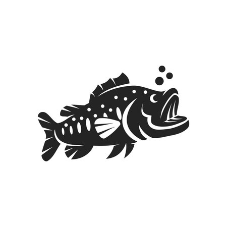 largemouth bass fish logo template Isolated. Brand Identity. Icon Abstract Vector graphicのイラスト素材