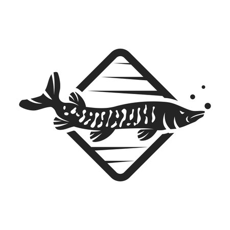 Muskellunge Fish Logo template Isolated. Brand Identity. Icon Abstract Vector graphicのイラスト素材
