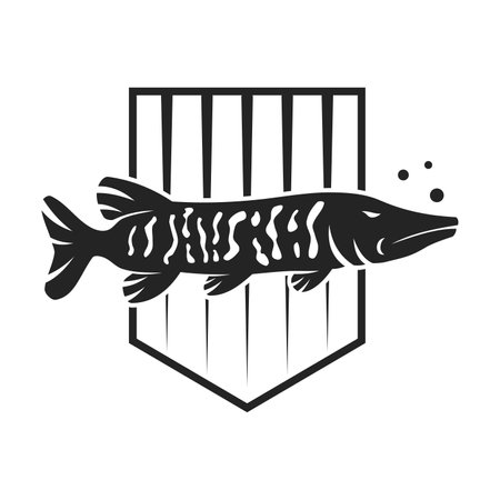 Muskellunge Fish Logo template Isolated. Brand Identity. Icon Abstract Vector graphicのイラスト素材