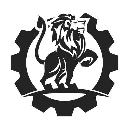 Lion Gear template Isolated. Brand Identity. Icon Abstract Vector graphicのイラスト素材