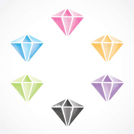 Watercolour Diamonds set  vector illustrationのイラスト素材