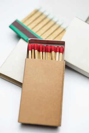 Closeup of match boxes, isolated on whiteの写真素材