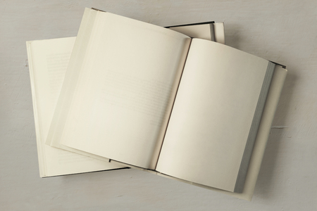 Open books with blank pages, top viewの写真素材